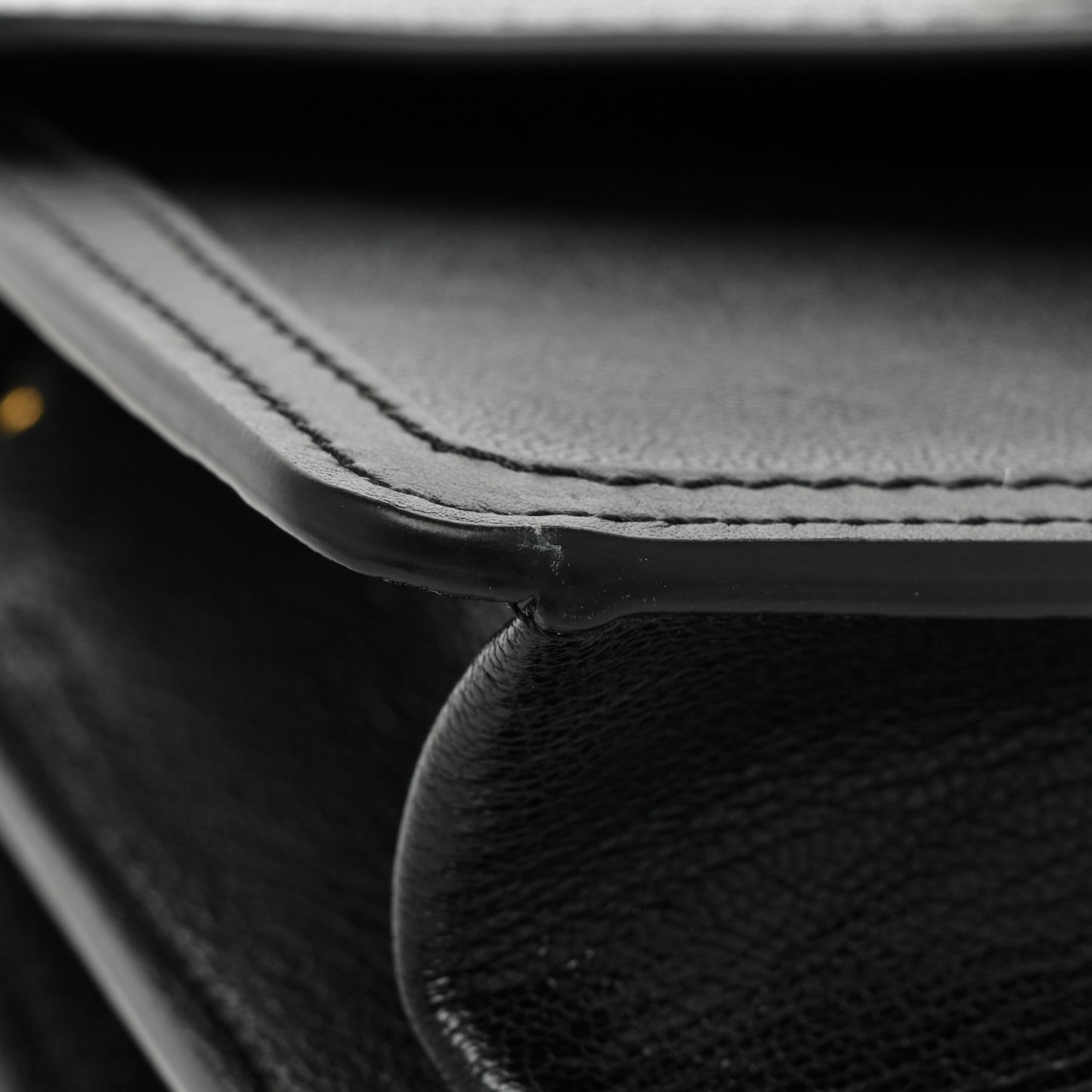 Shiny Goatskin Calfskin Aby Chain Shoulder Bag Black