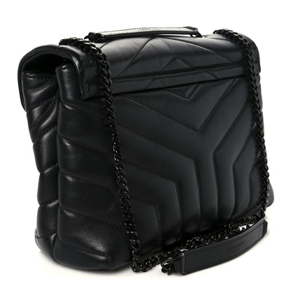 Saint Laurent Calfskin Y Quilted Monogram Monochrome Small Loulou Chain Satchel Black 3 of 11