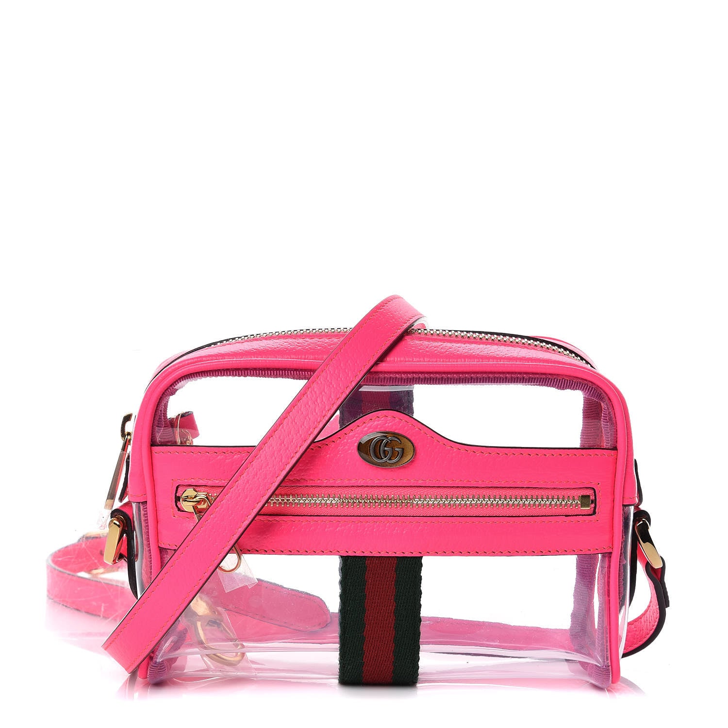 Gucci Vinyl Web Mini Ophidia Transparent Shoulder Bag Fluorescent Fuchsia 1 of 10