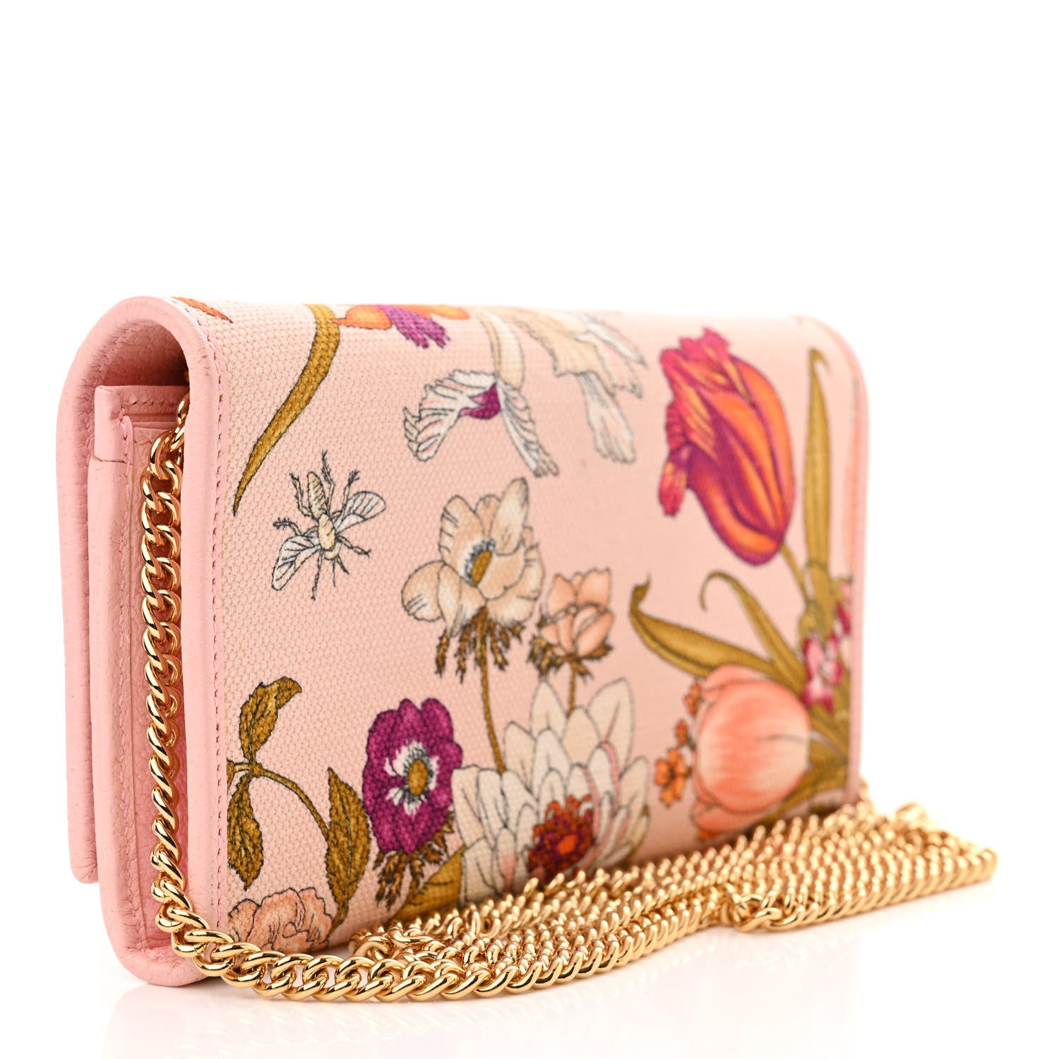 Gucci Canvas Flora Wallet On Chain Light Pink 3 of 11