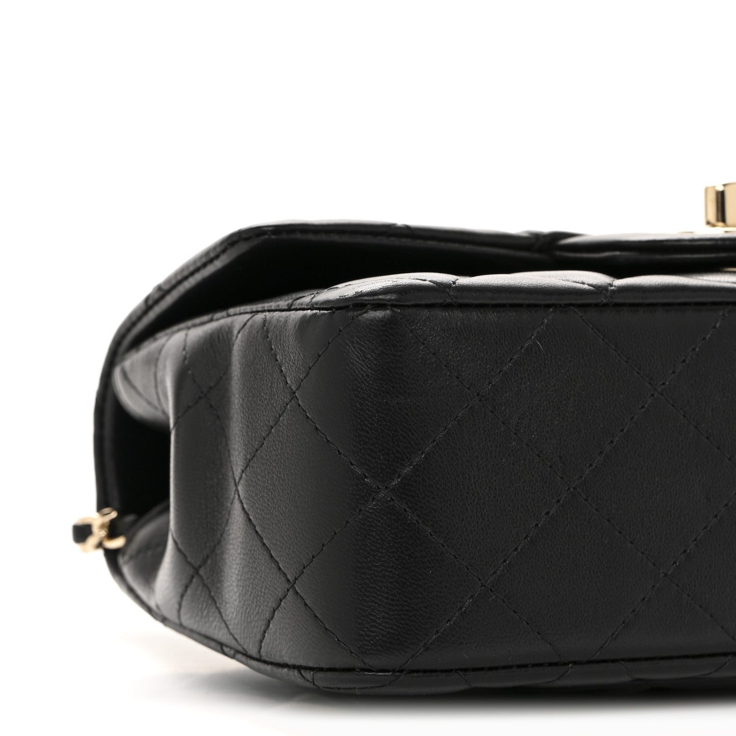 Lambskin Quilted Mini Top Handle Rectangular Flap Black
