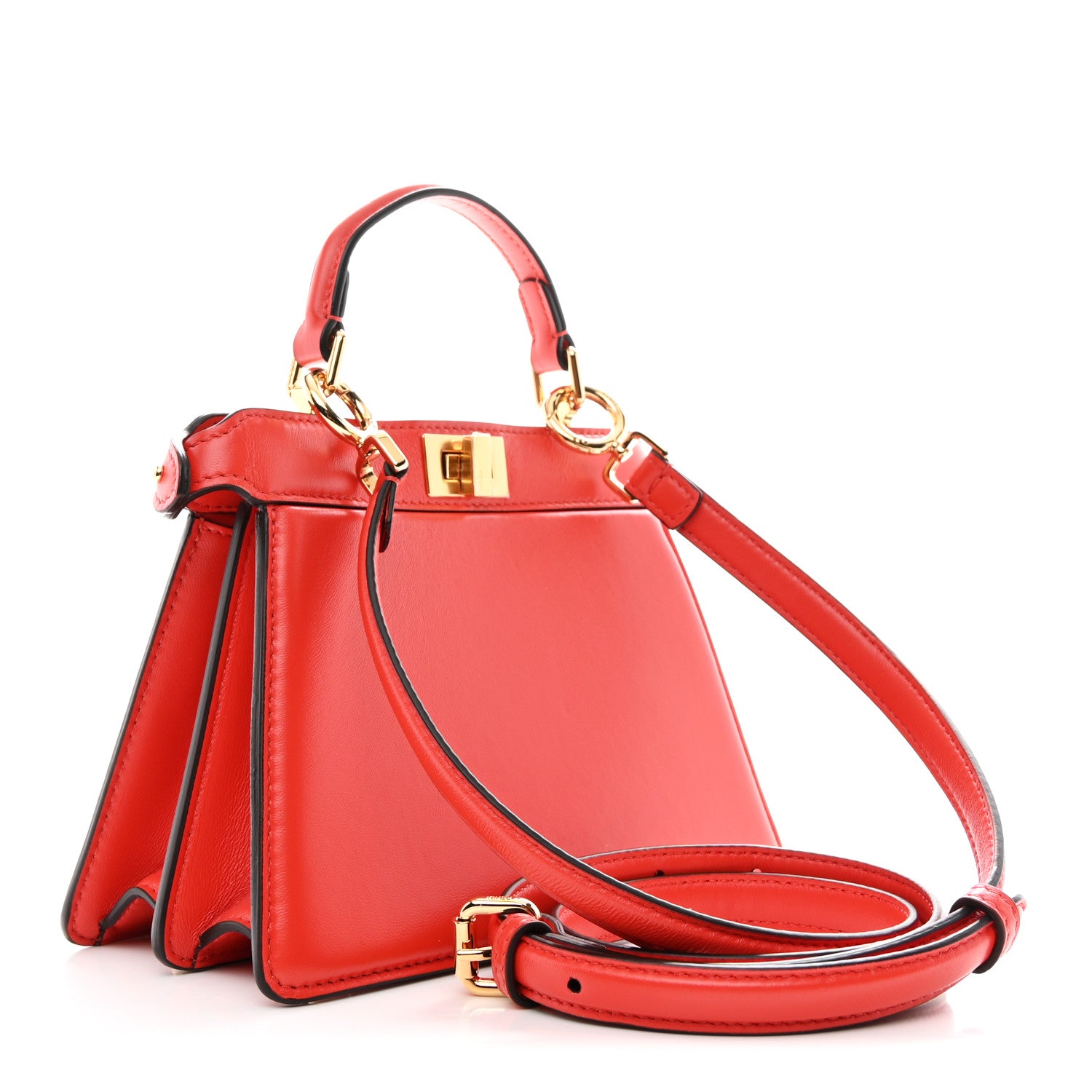 Fendi Shiny Nappa Petite Peekaboo I SEE U Satchel Papavero 3 of 12