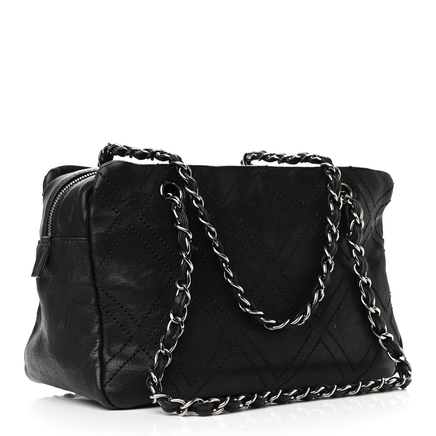 Calfskin Small Diamond Stitch Tote Black