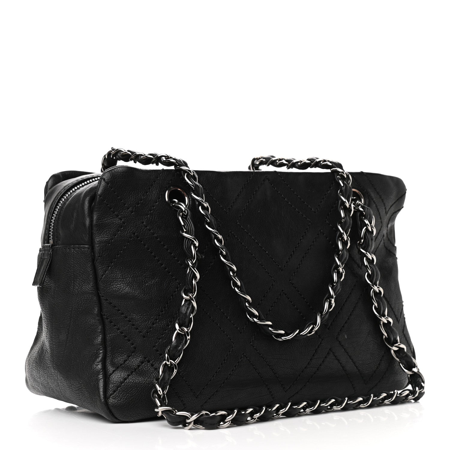Chanel Calfskin Small Diamond Stitch Tote Black 3 of 13