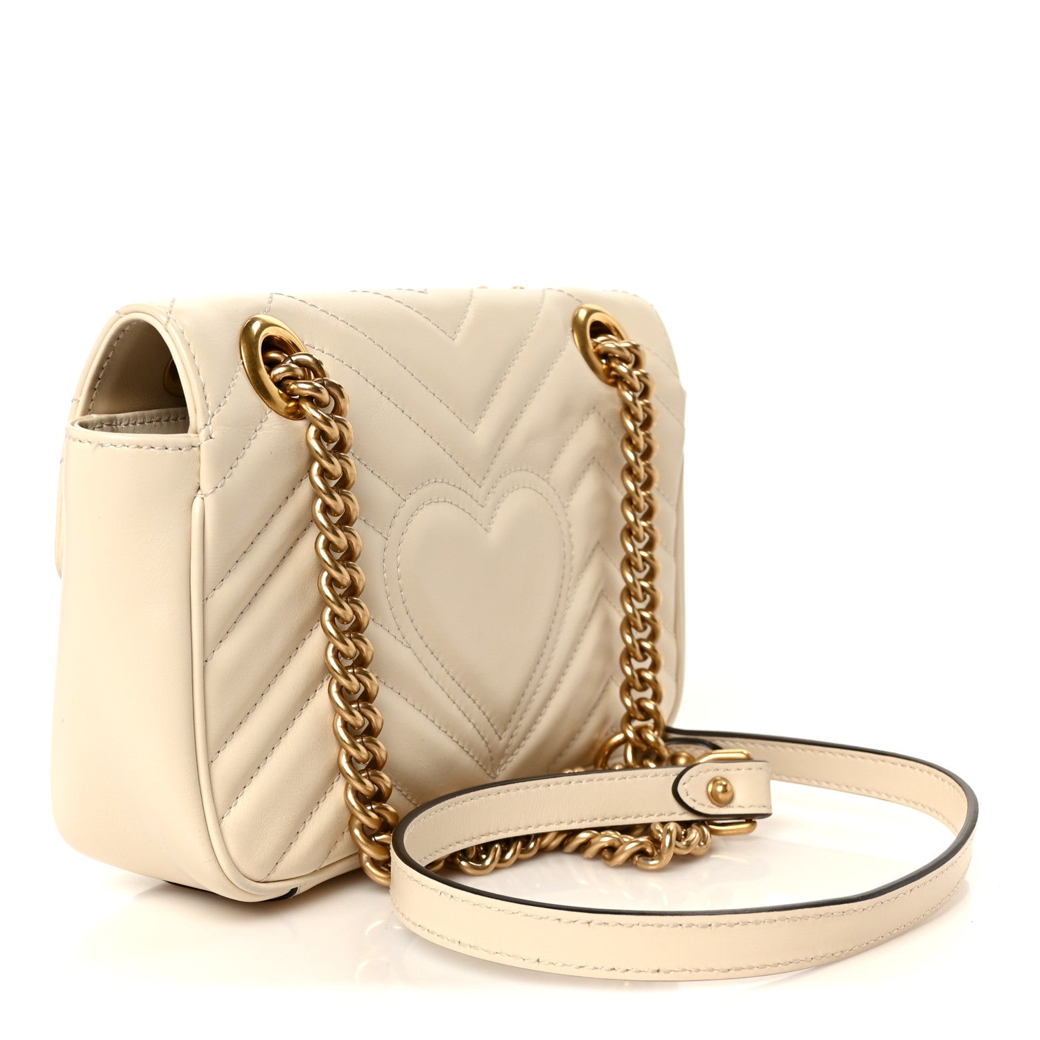 Gucci Calfskin Matelasse Mini GG Marmont Shoulder Bag White 3 of 12