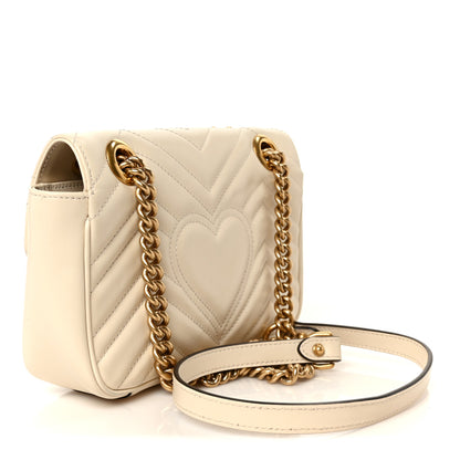 Gucci Calfskin Matelasse Mini GG Marmont Shoulder Bag White 3 of 12