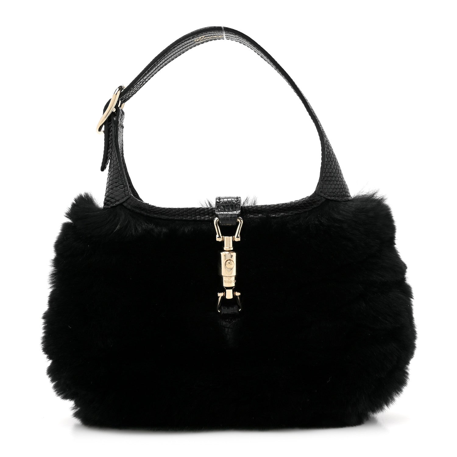 Gucci Lizard Rabbit Fur Jackie O Hobo Black 1490999 – FASHIONPHILE