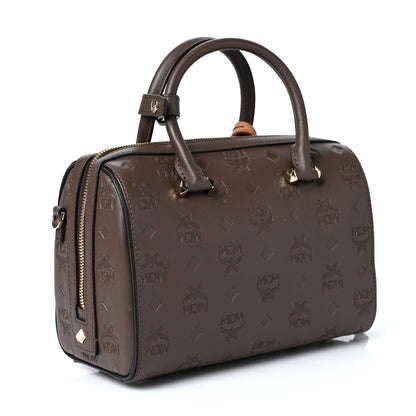 MCM Calfskin Ottomar Monogram Essential Boston Bag Chestnut 2 of 8