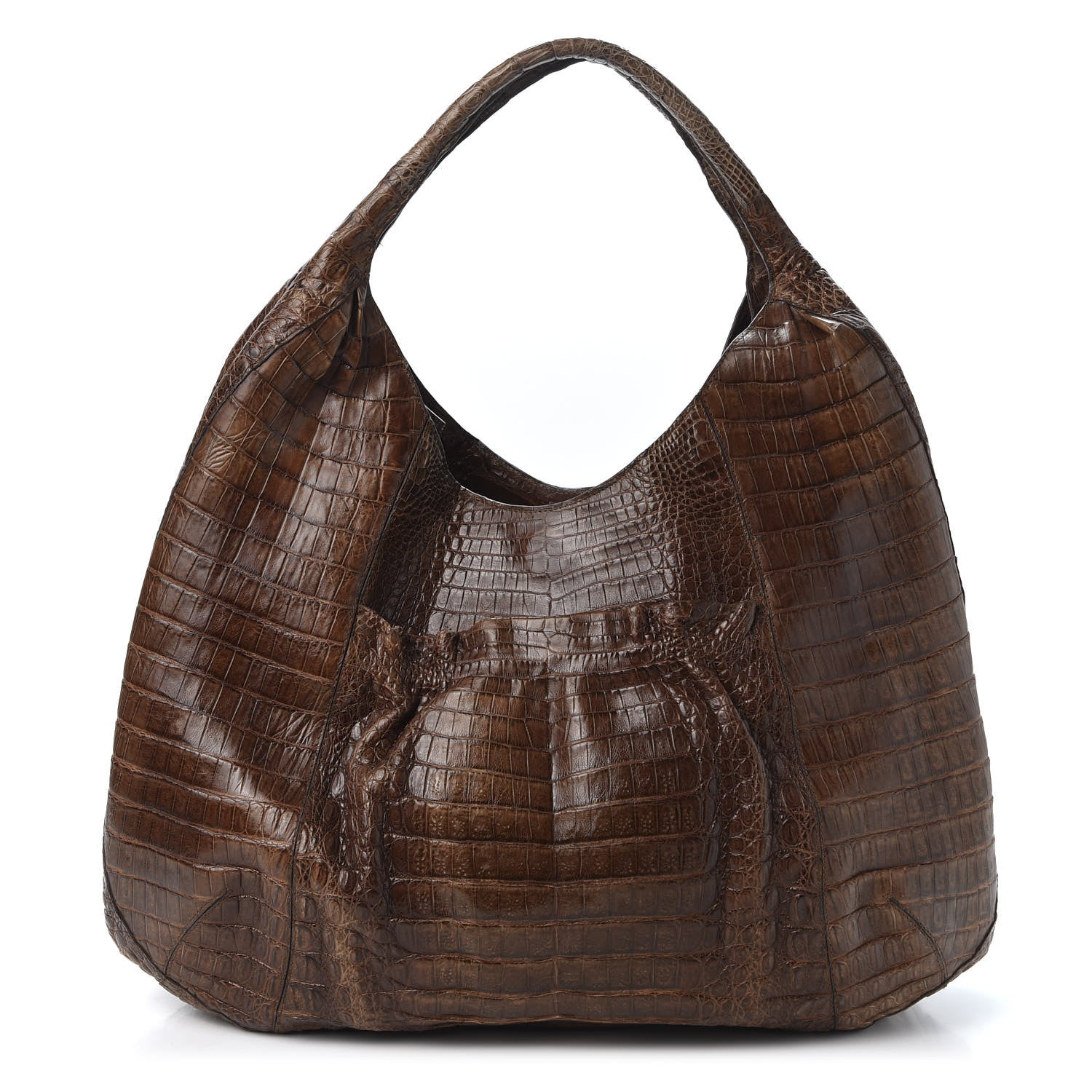 Nancy Gonzalez Crocodile Hobo Brown 1 of 12