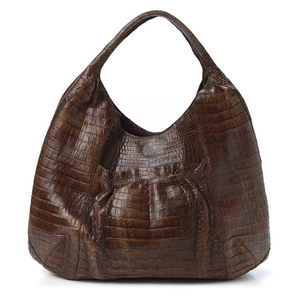 Nancy Gonzalez Crocodile Hobo Brown 1 of 12