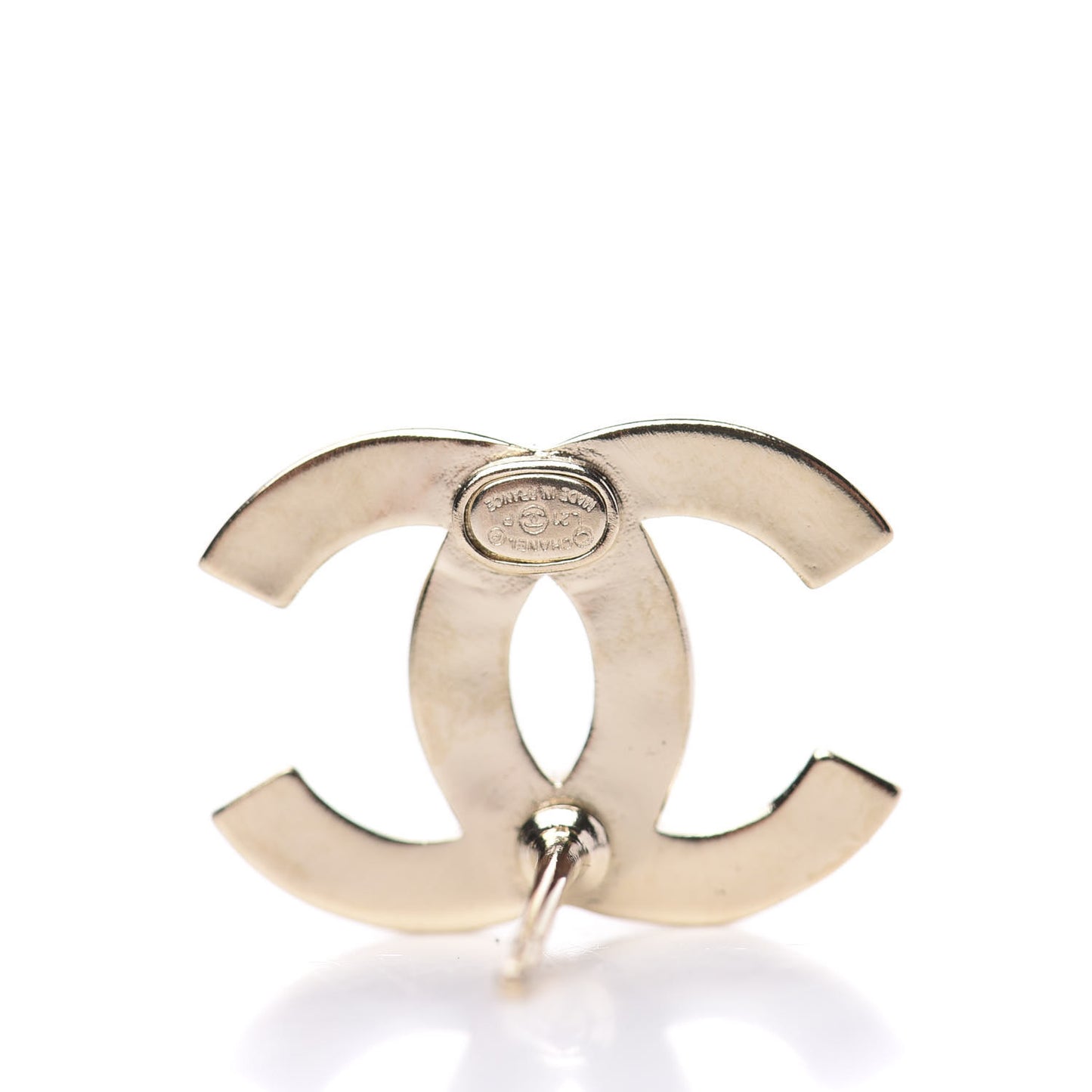 Crystal Metal CC Paris Button Stud Earrings Gold
