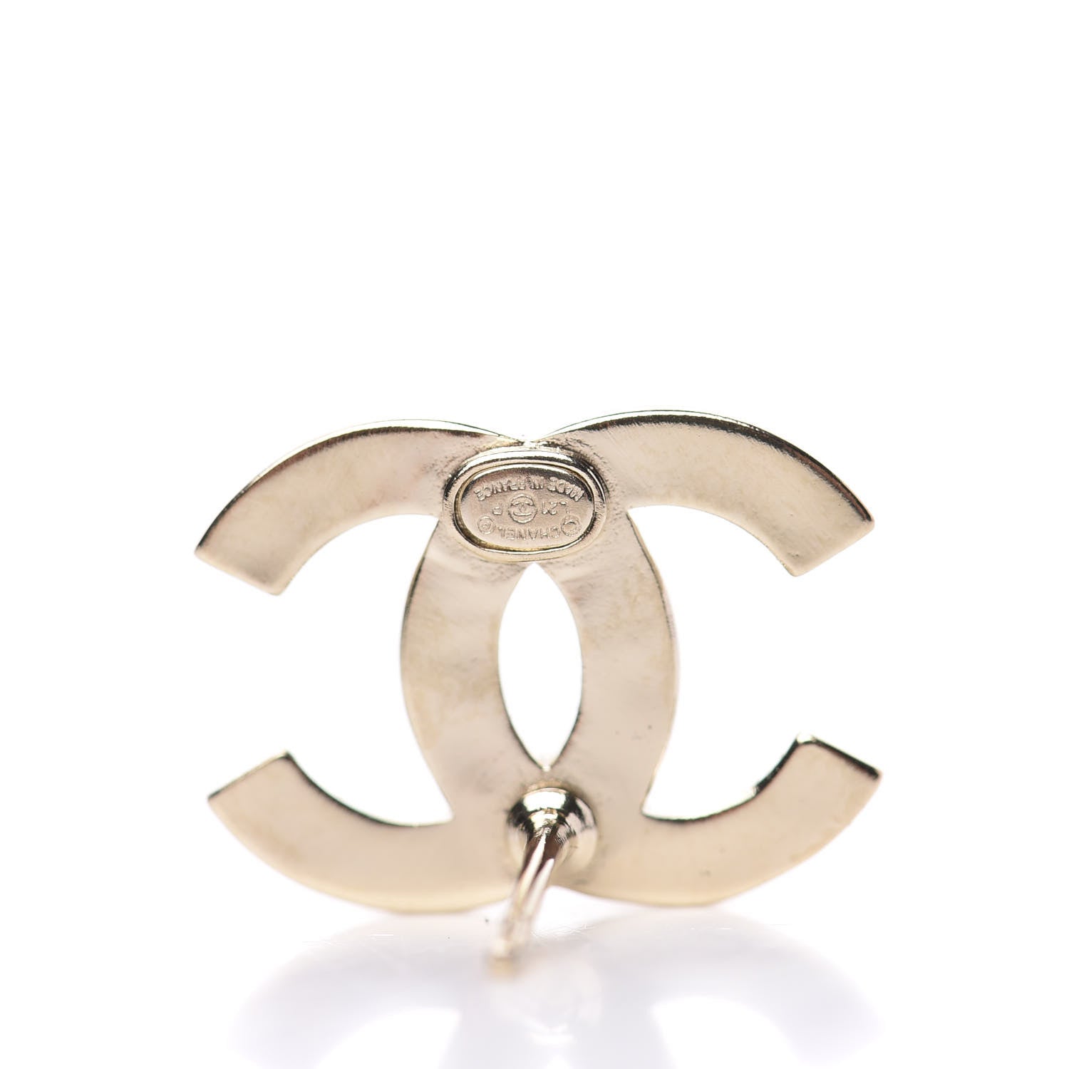 Chanel Crystal Metal CC Paris Button Stud Earrings Gold 3 of 6