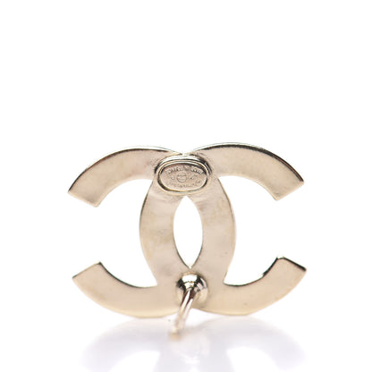 Chanel Crystal Metal CC Paris Button Stud Earrings Gold 3 of 6