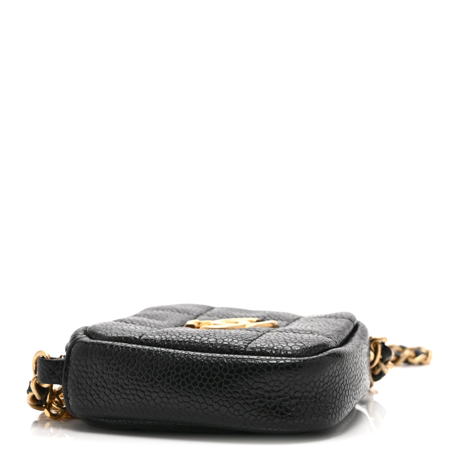 Chanel Caviar Quilted Diamond Coin Purse With Chain Black 4 of 10