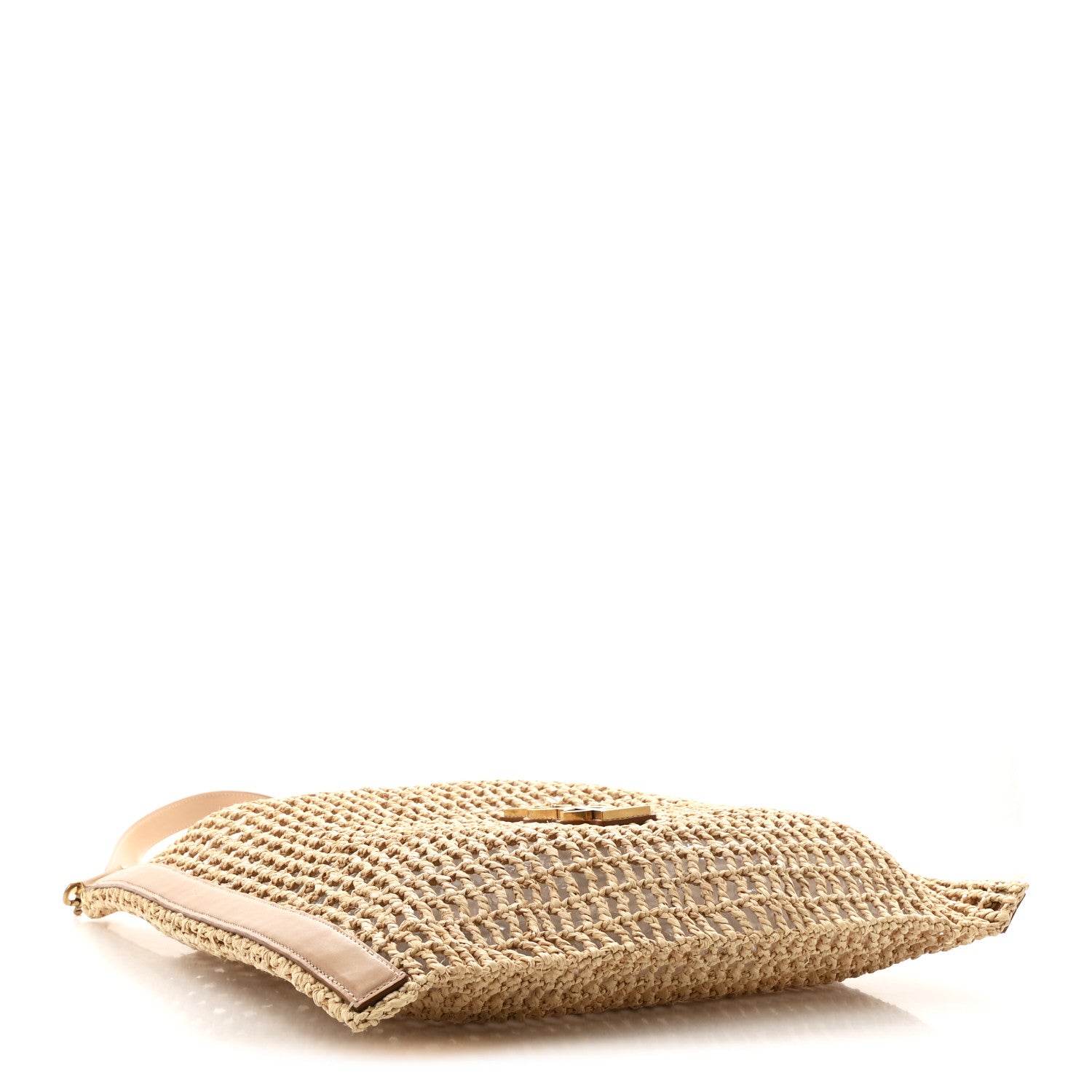 Saint Laurent Raffia Calfskin Oxalis Shoulder Bag Naturale Vintage Brown 3 of 10