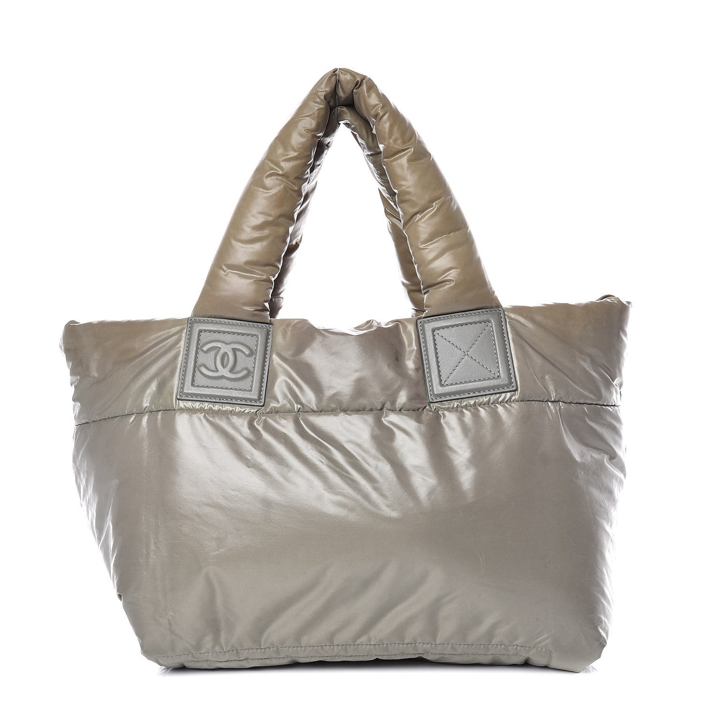 Nylon Quilted Small Coco Cocoon Reversible Tote Gray