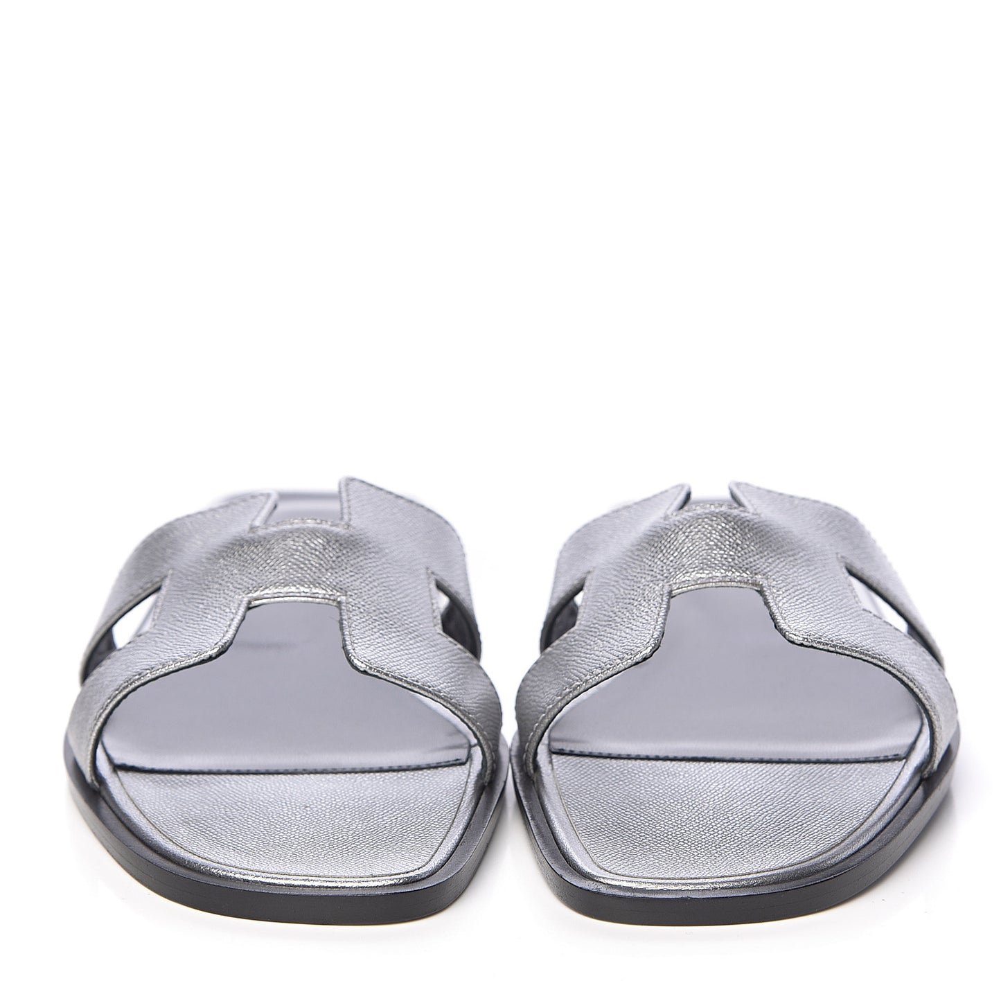 Metallic Epsom Oran Sandals 38 Argent