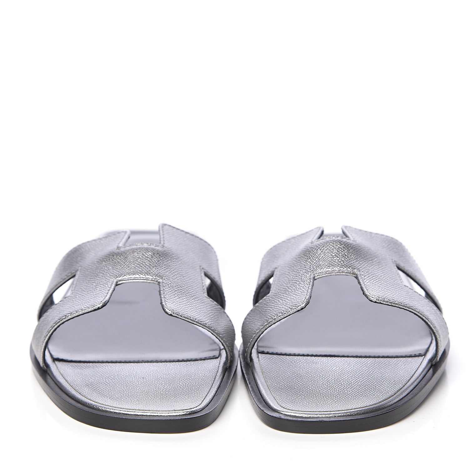 Hermes Metallic Epsom Oran Sandals 38 Argent 2 of 9