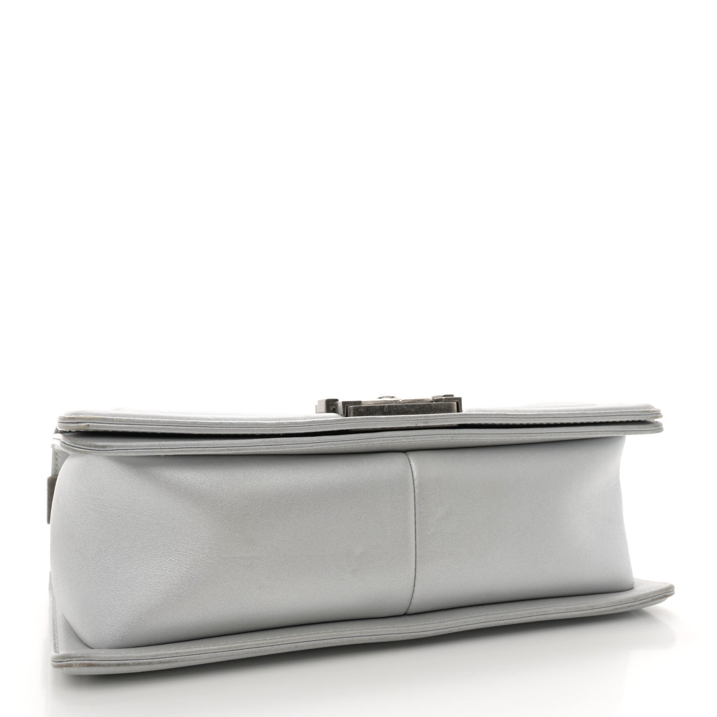Metallic Lambskin Quilted Medium Boy Flap Silver