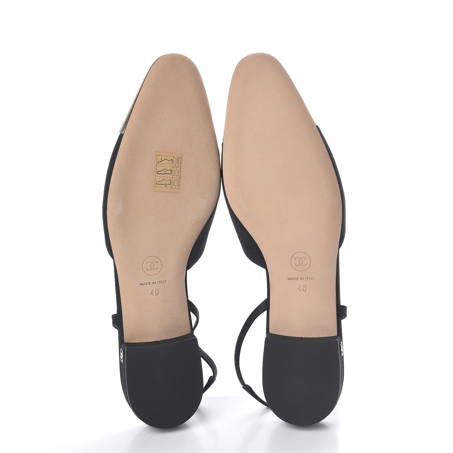 Grosgrain Cap Toe CC Slingback Pumps 40 Black Gold