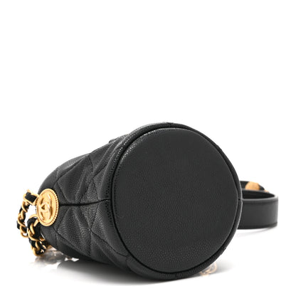 Chanel Caviar Quilted Twist Your Buttons Mini Bucket Bag Black 4 of 10
