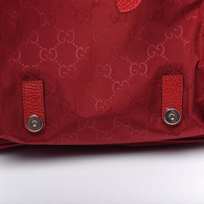 Gucci Nylon Monogram Double Buckle Flap Messenger Bag Vibrant Red 13 of 15