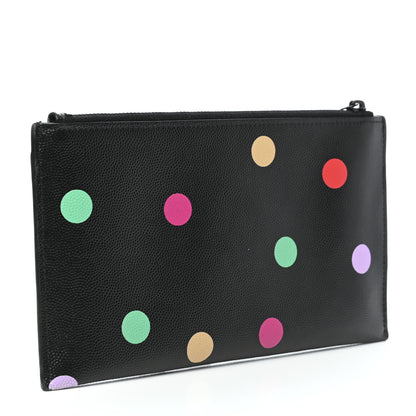 Saint Laurent Grain De Poudre Polka-Dog Monogram Bill Pouch Black 3 of 7