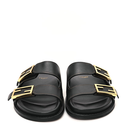 Fendi Vitello Fendi Feel Buckled Slide Sandals 37 Black 3 of 9