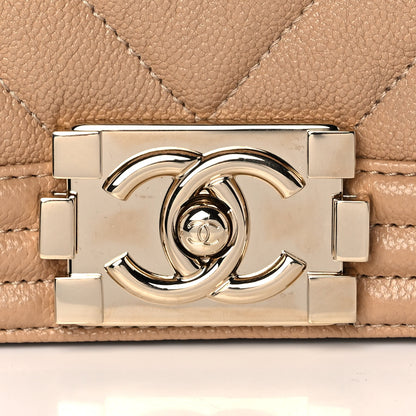 Chanel Caviar Chevron Quilted Small Boy Flap Dark Beige 11 of 13