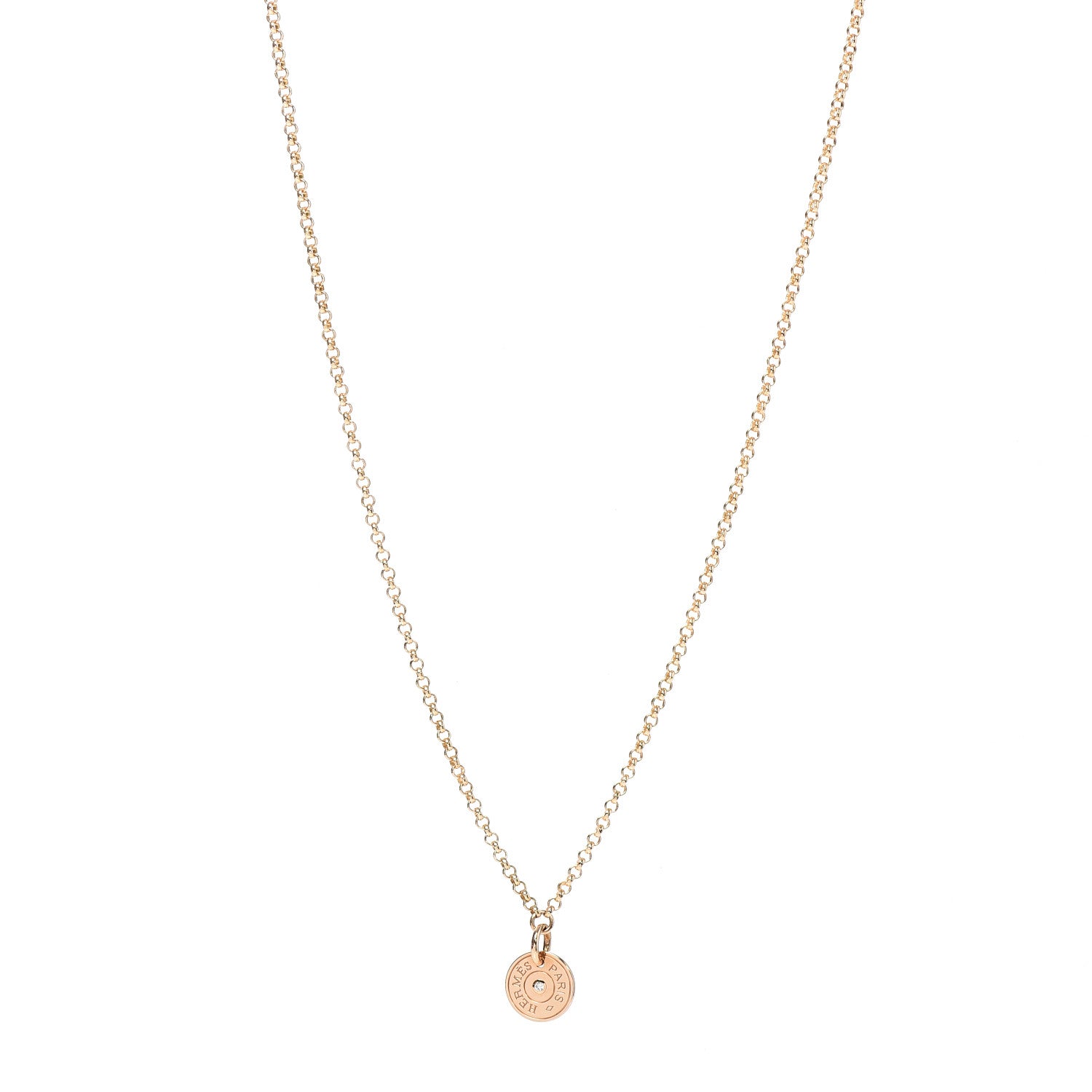 Hermes 18K Rose Gold Diamond Gambade Clou de Selle Necklace 1 of 6