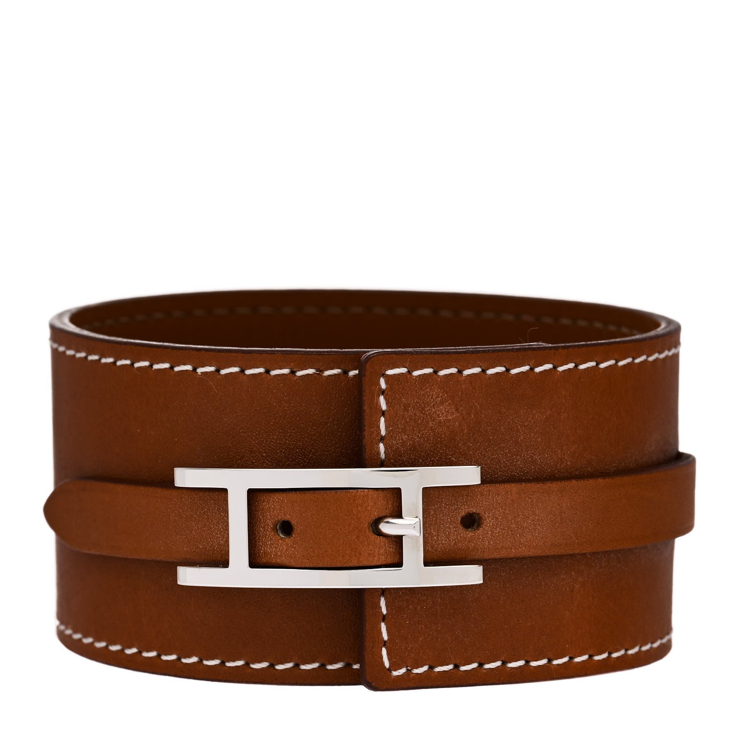 Hermes Natural Barenia Fleuron Bracelet L Fauve 1 of 5