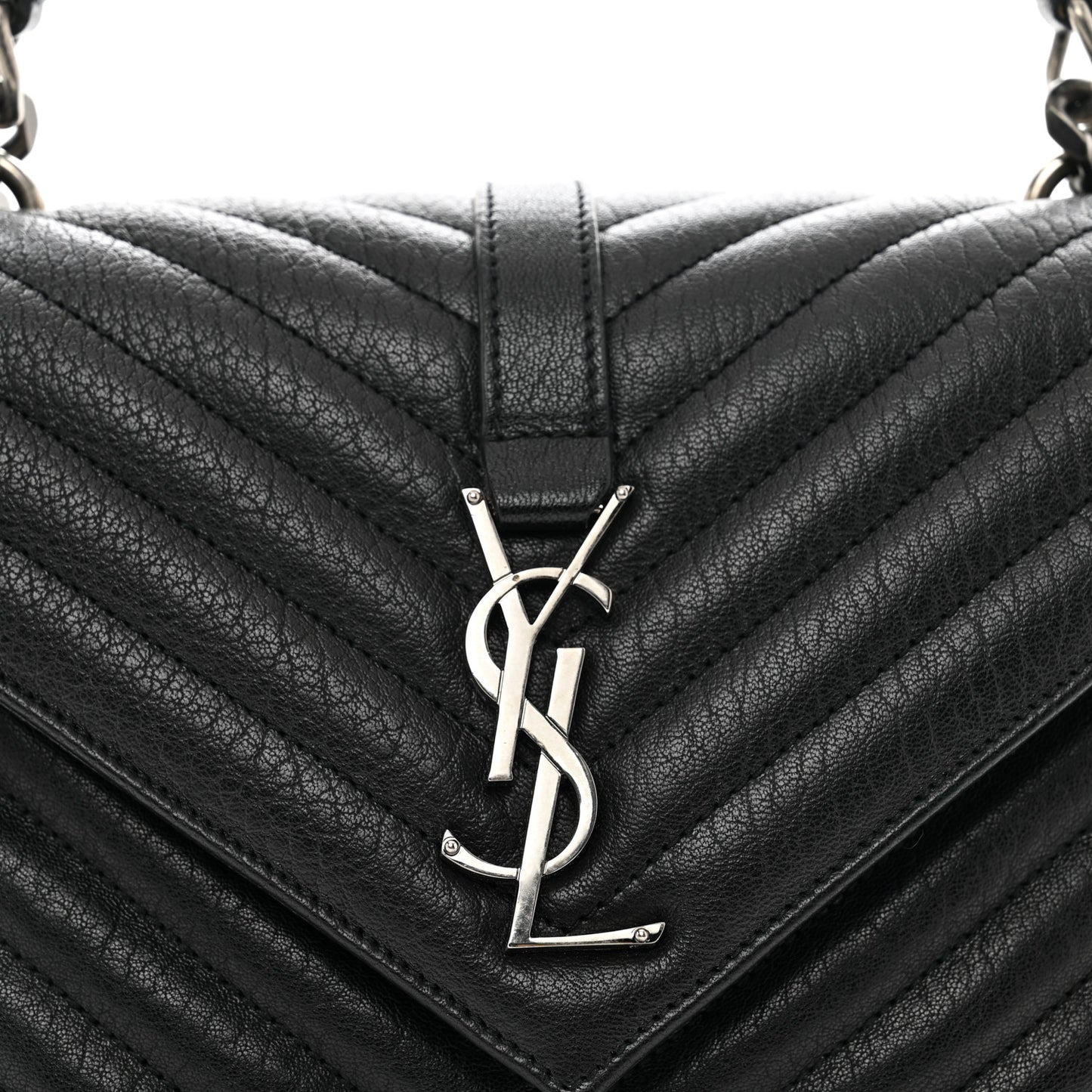 Sheepskin Matelasse Chevron Monogram Medium College Bag Black