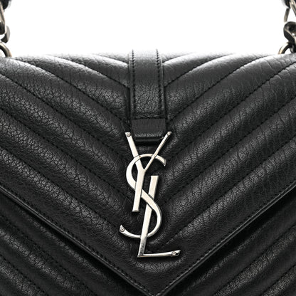 Saint Laurent Sheepskin Matelasse Chevron Monogram Medium College Bag Black 5 of 10