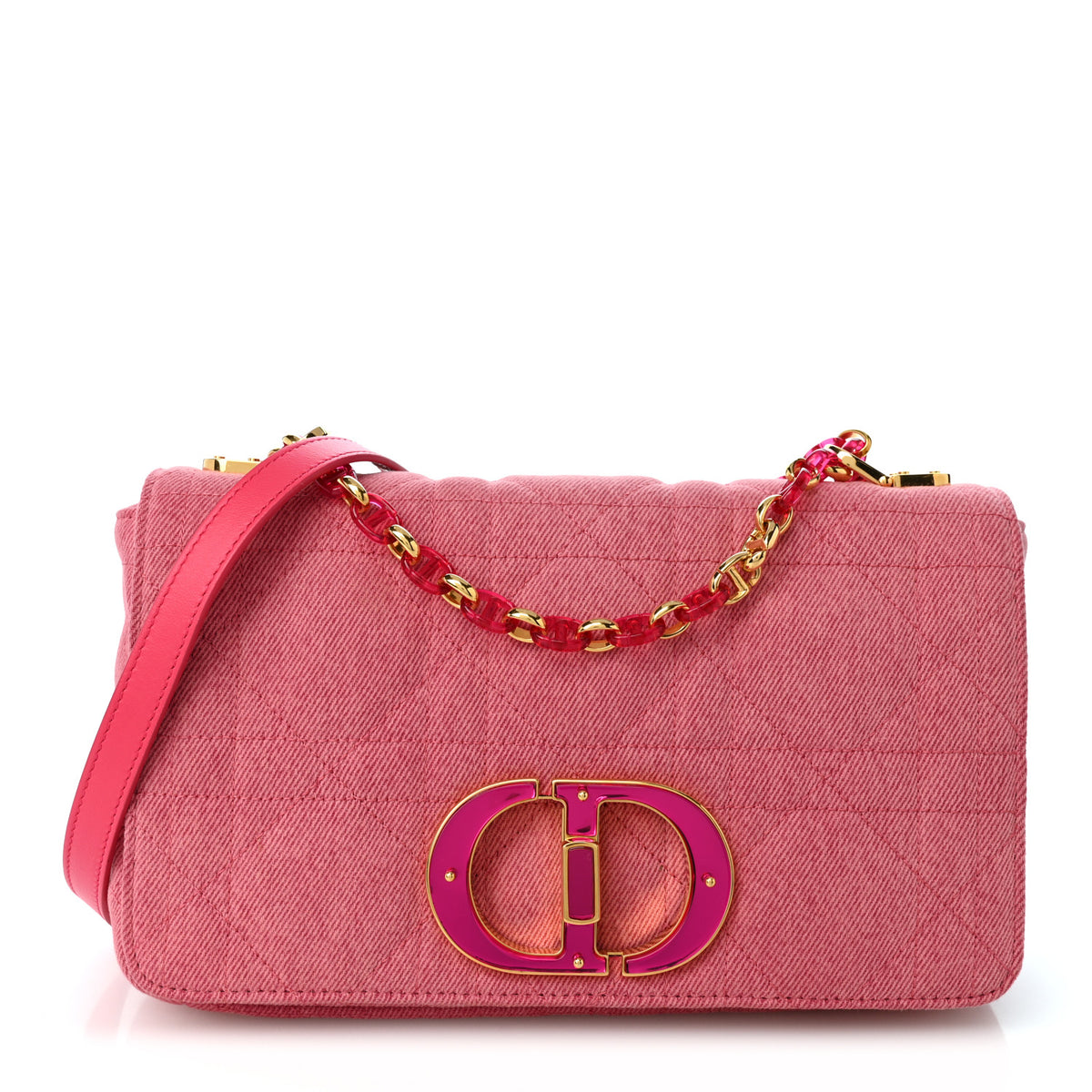 Denim Macrocannage Medium Caro Bag Fuchsia Multicolor