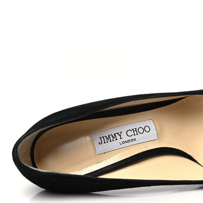 Jimmy Choo Suede Logo Bow Tegan 60 Pumps 39 Black Chalk 8 of 8
