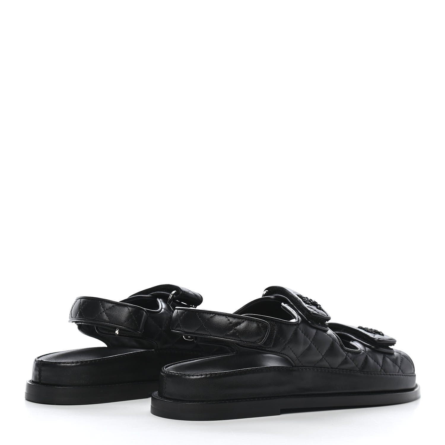 Chanel Lambskin Velcro Dad Sandals 38 Black 4 of 8