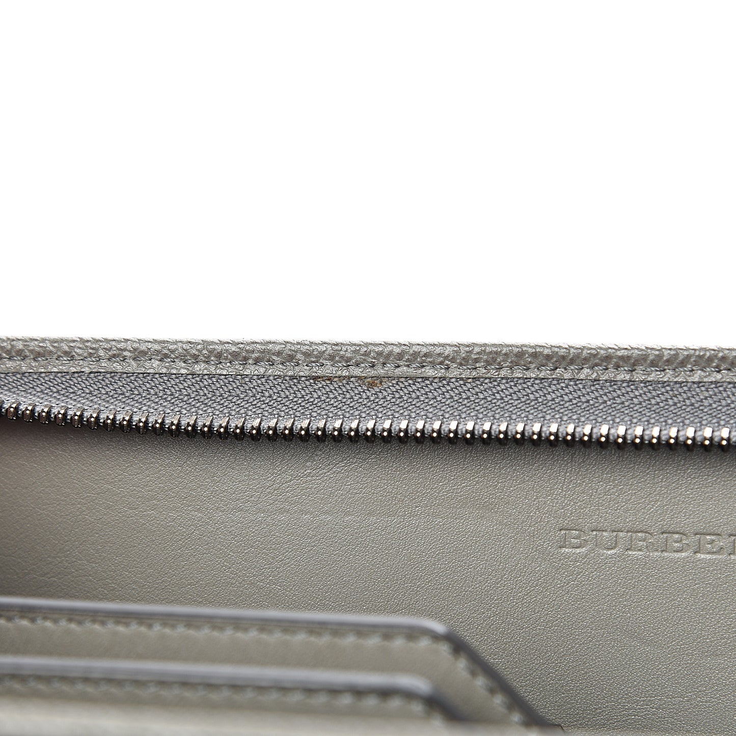 Grainy Calfskin Zip Around Organizer Grey