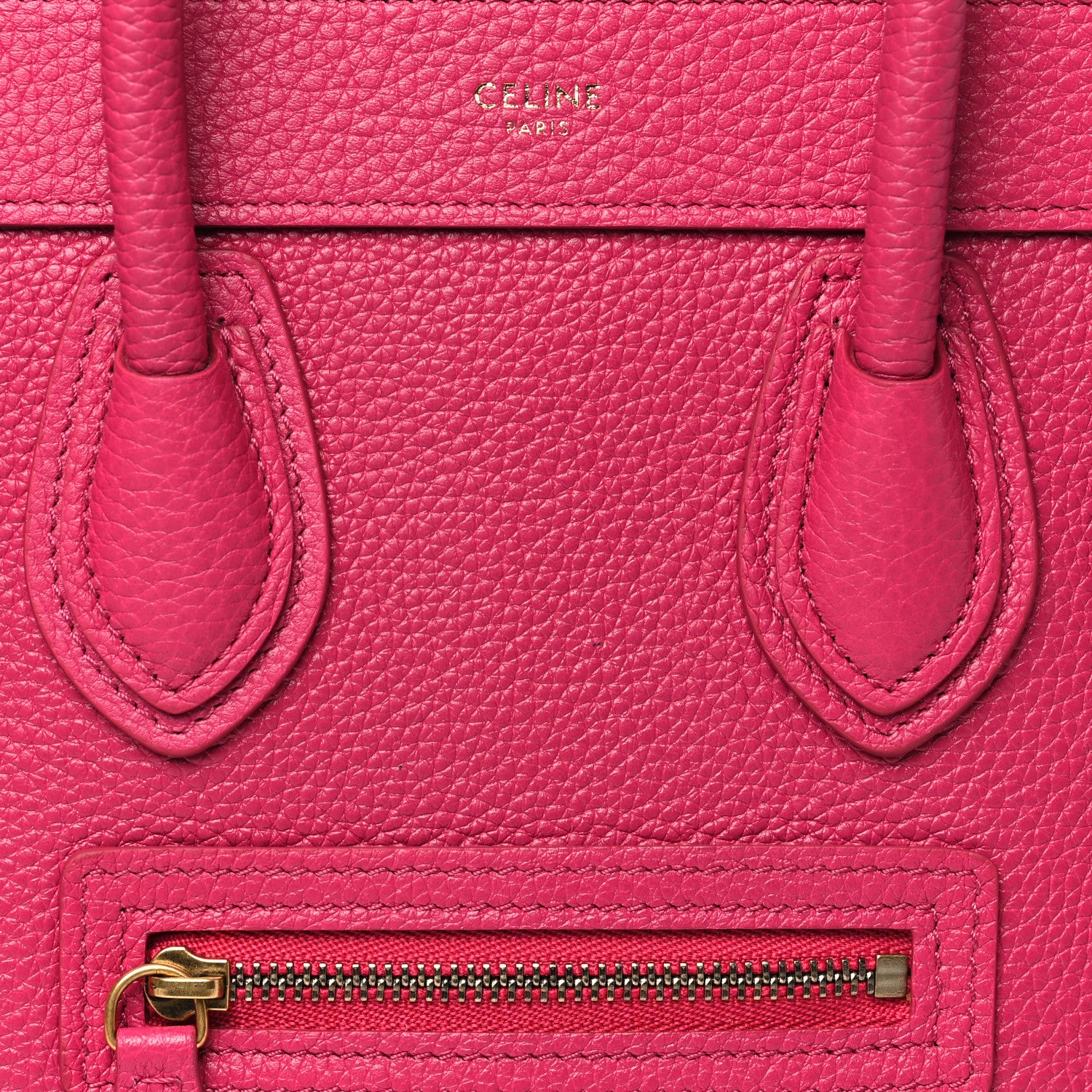Celine Drummed Calfskin Nano Luggage Fuchsia 8 of 10