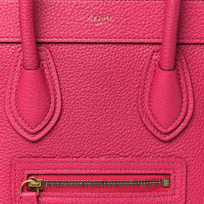 Celine Drummed Calfskin Nano Luggage Fuchsia 8 of 10