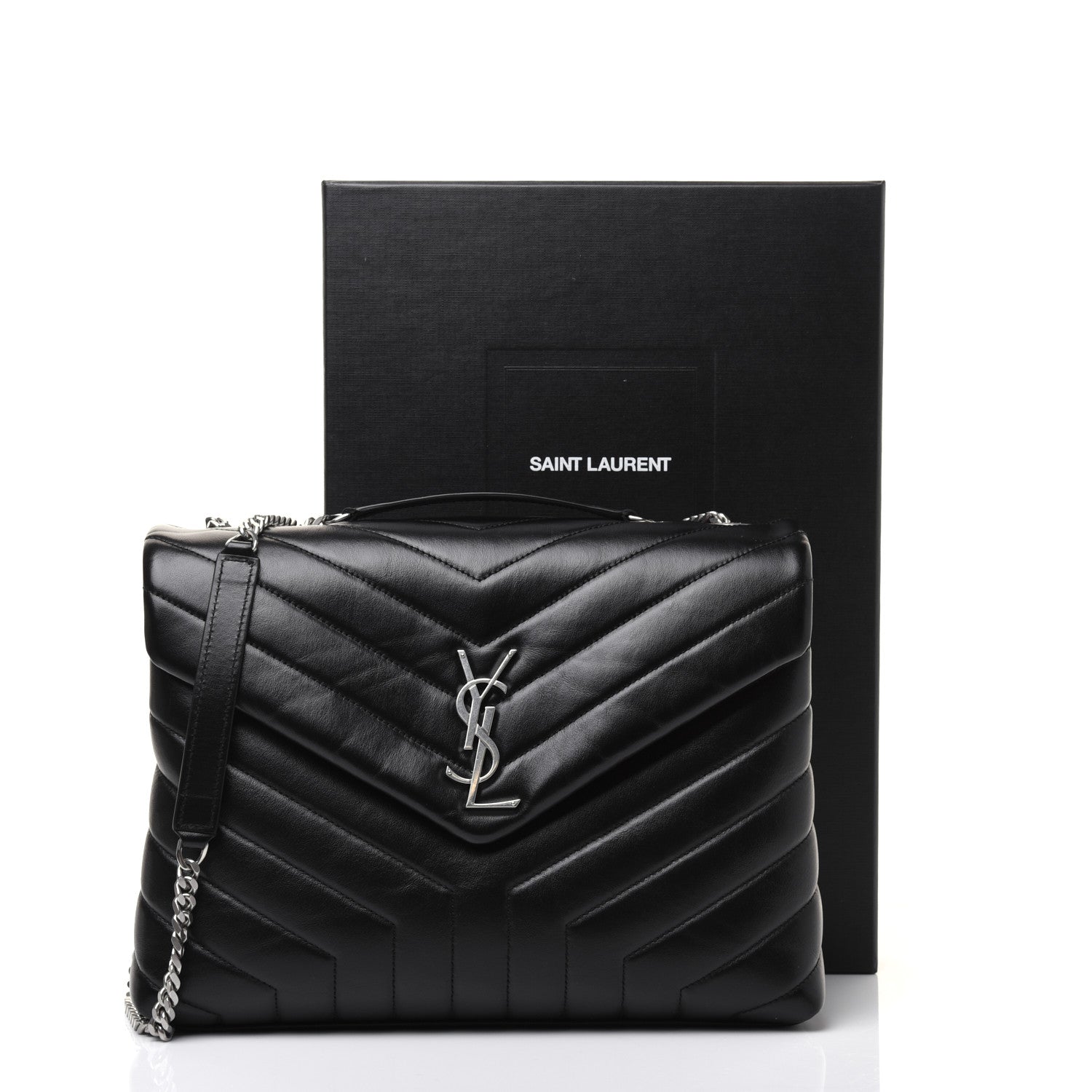 Saint Laurent Calfskin Y Quilted Monogram Medium Loulou Chain Satchel Black 20 of 20
