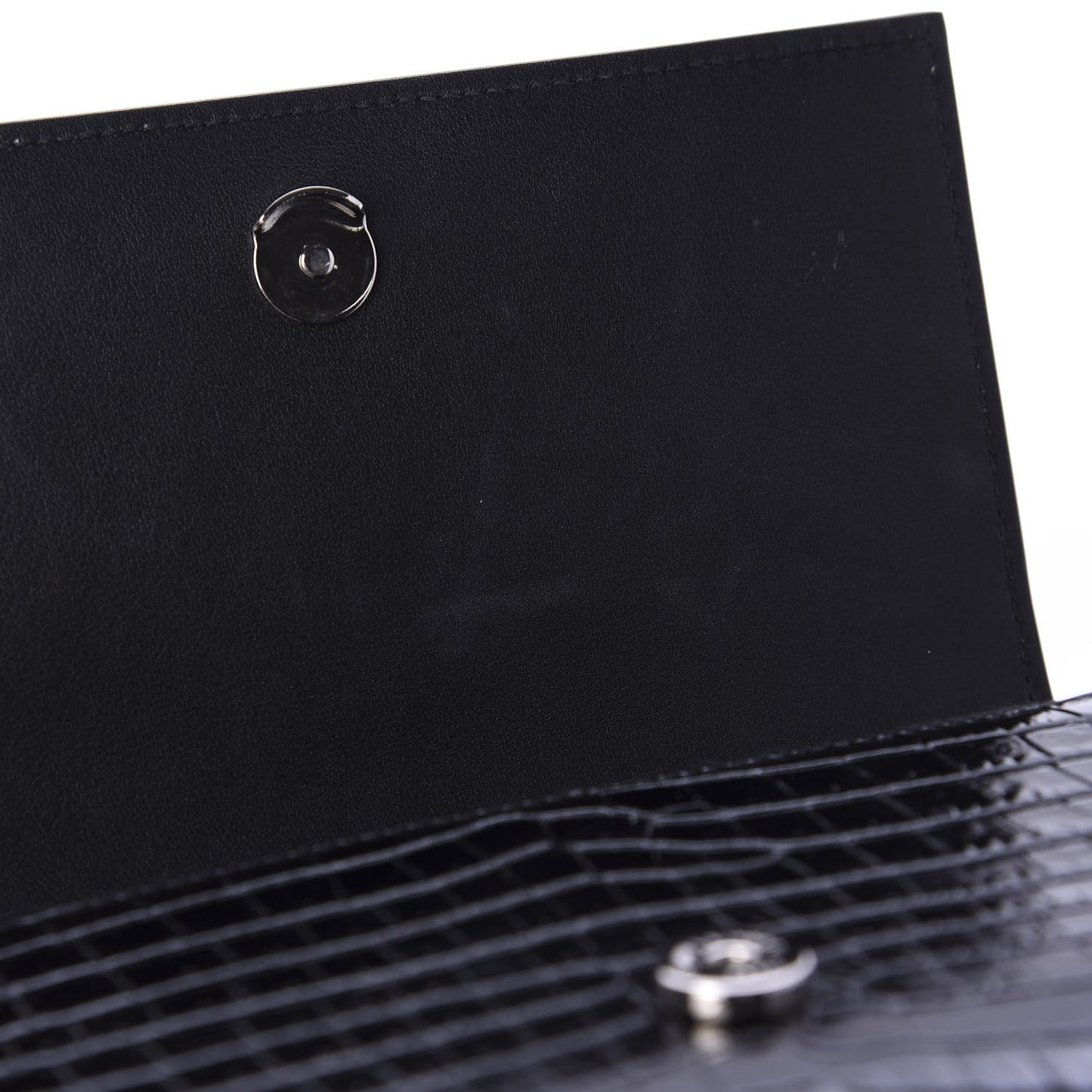 Calfskin Crocodile Embossed Monogram Kate Belt Bag Black