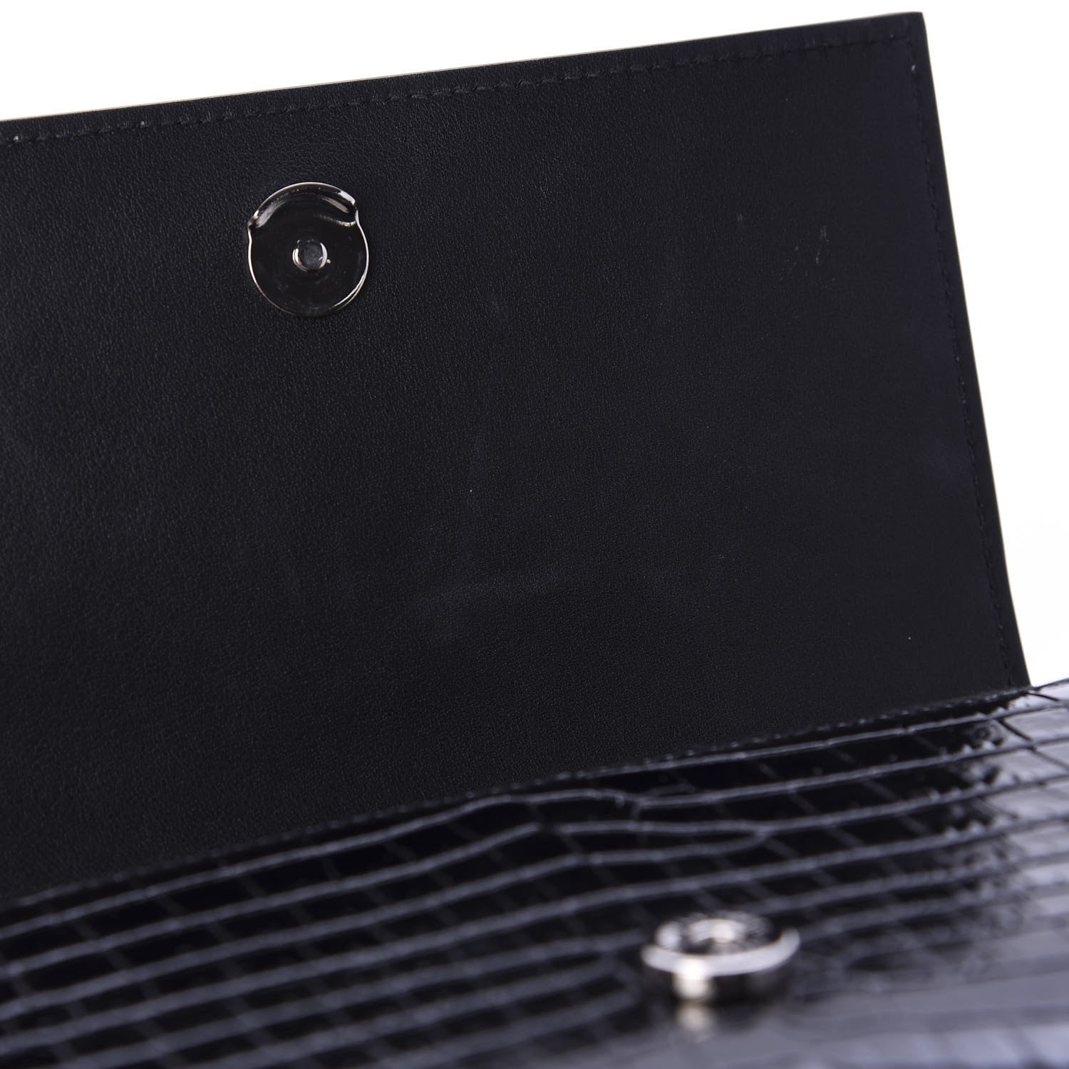 Saint Laurent Calfskin Crocodile Embossed Monogram Kate Belt Bag Black 9 of 10