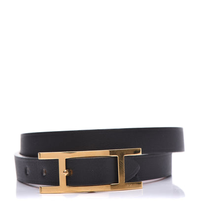 Hermes Chamonix Behapi Double Tour Bracelet T2 Black Fauve 1 of 4