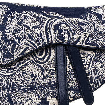 Christian Dior Canvas Reverse Embroidered Toile De Jouy Saddle Bag Blue 8 of 9