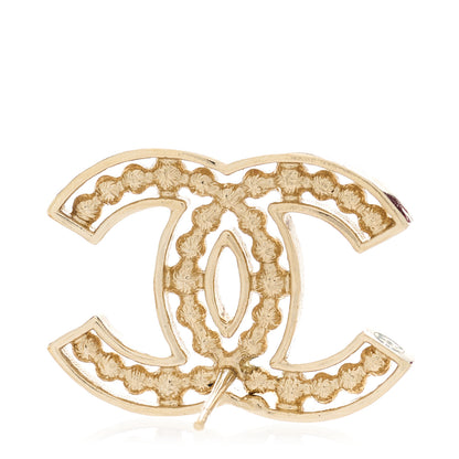Chanel Pearl Crystal Sparkling Pearls CC Earrings Gold 5 of 6