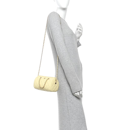 Chanel Caviar Quilted Barrel Clutch With Chain Light Yellow 2 of 11