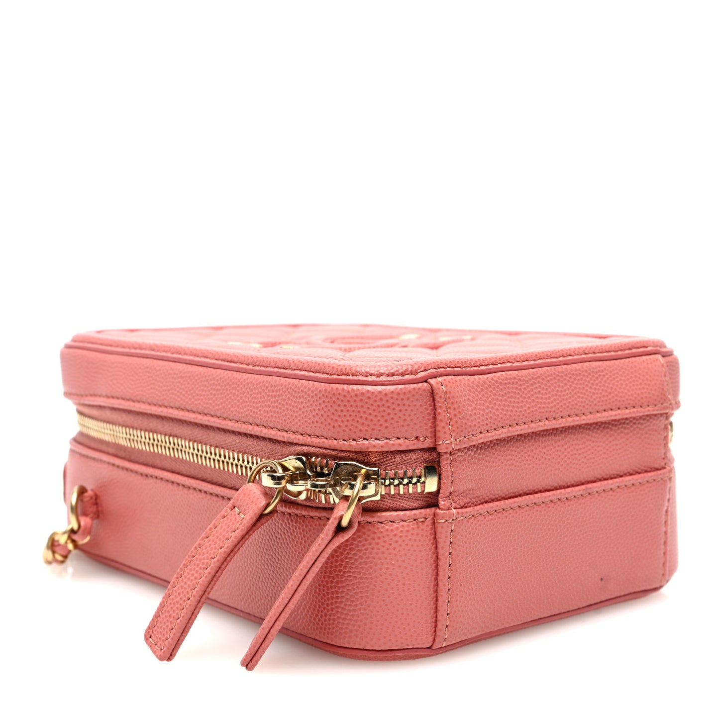 Caviar Quilted CC North South Filigree Vanity Case Pink