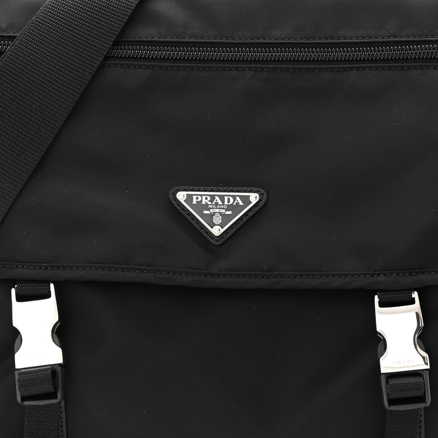 Prada Nylon Vela Double Snap Buckle Messenger Bag Black 8 of 12