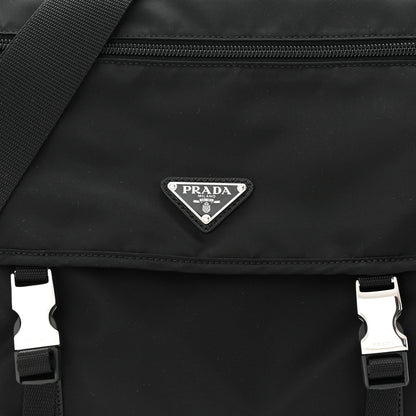 Prada Nylon Vela Double Snap Buckle Messenger Bag Black 8 of 12
