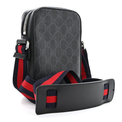 Gucci GG Supreme Monogram Appia Calfskin Web Small Camera Messenger Bag Black Grey 3 of 11